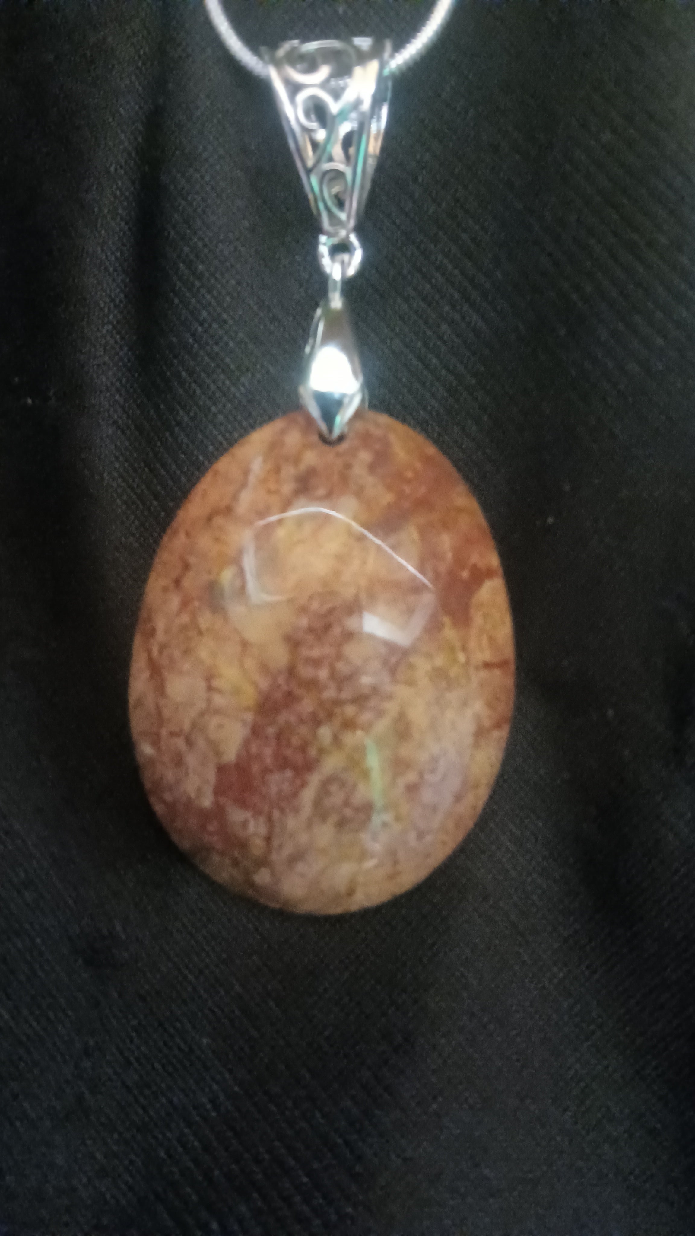 Rare red Yakima jasper pendant in sterling silver - Pacific Northwest handcrafted gemstone