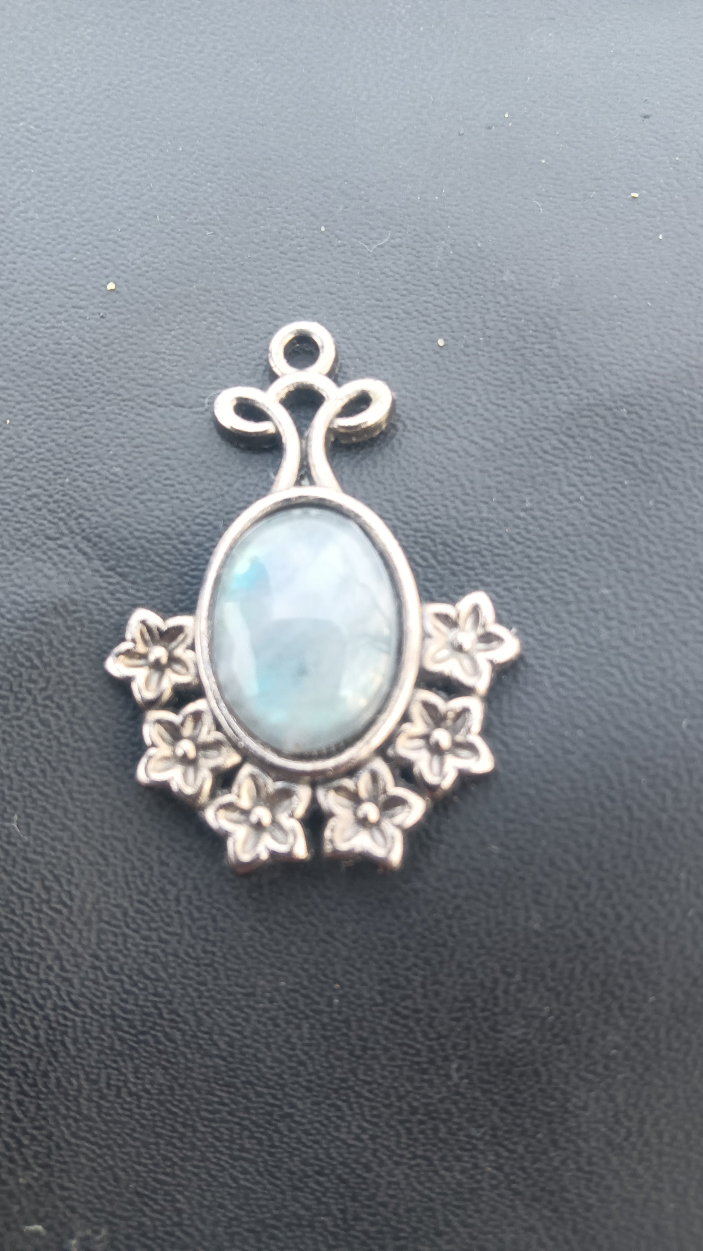 Blue flash labradorite anklet pendant charm - handcrafted gemstone ankle jewelry