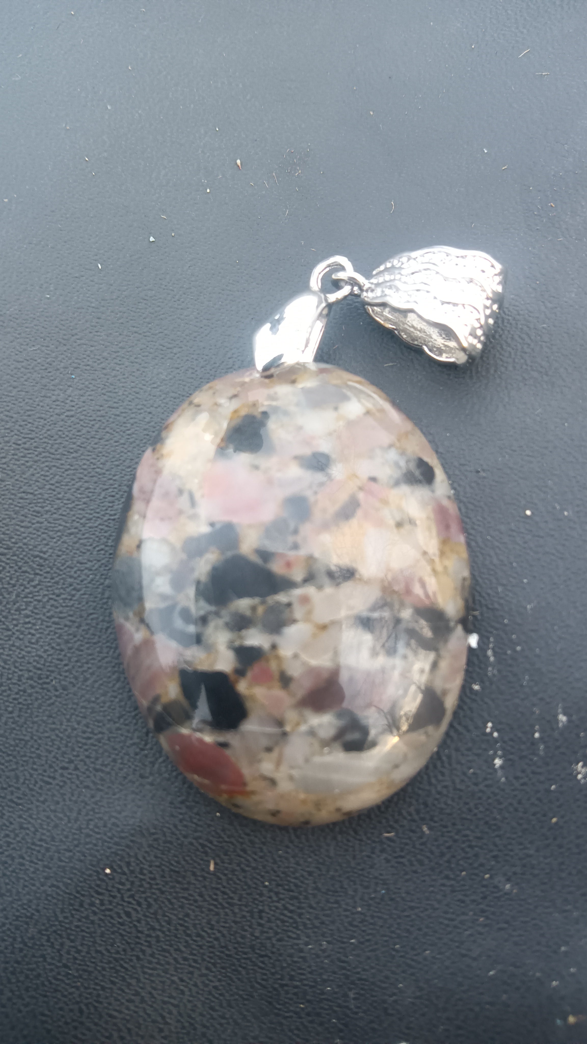 Rare multi-colored conglomerate statement pendant - handcrafted natural gemstone jewelry