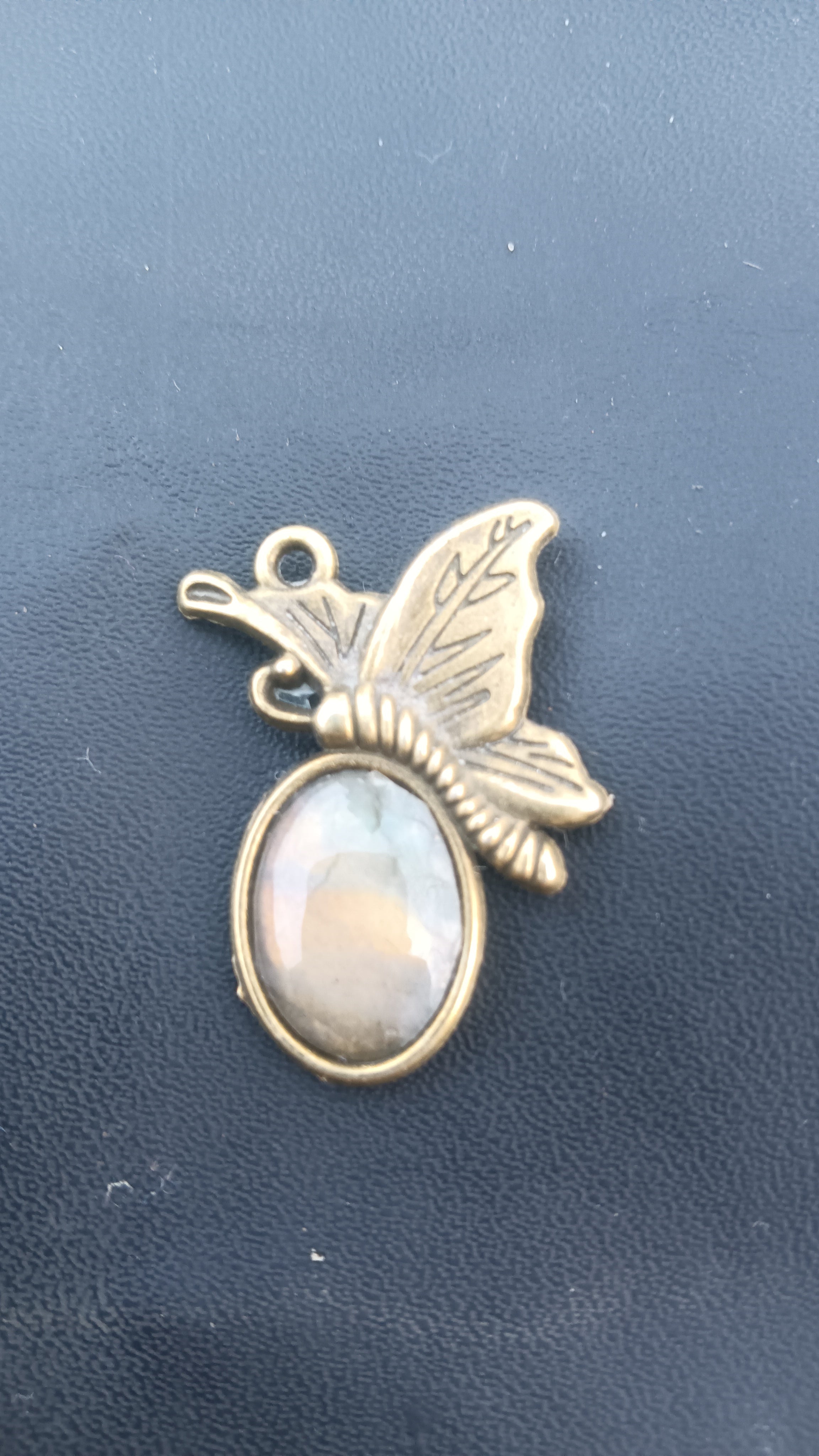 Yellow to orange flash labradorite butterfly pendant - transformation stone gemstone