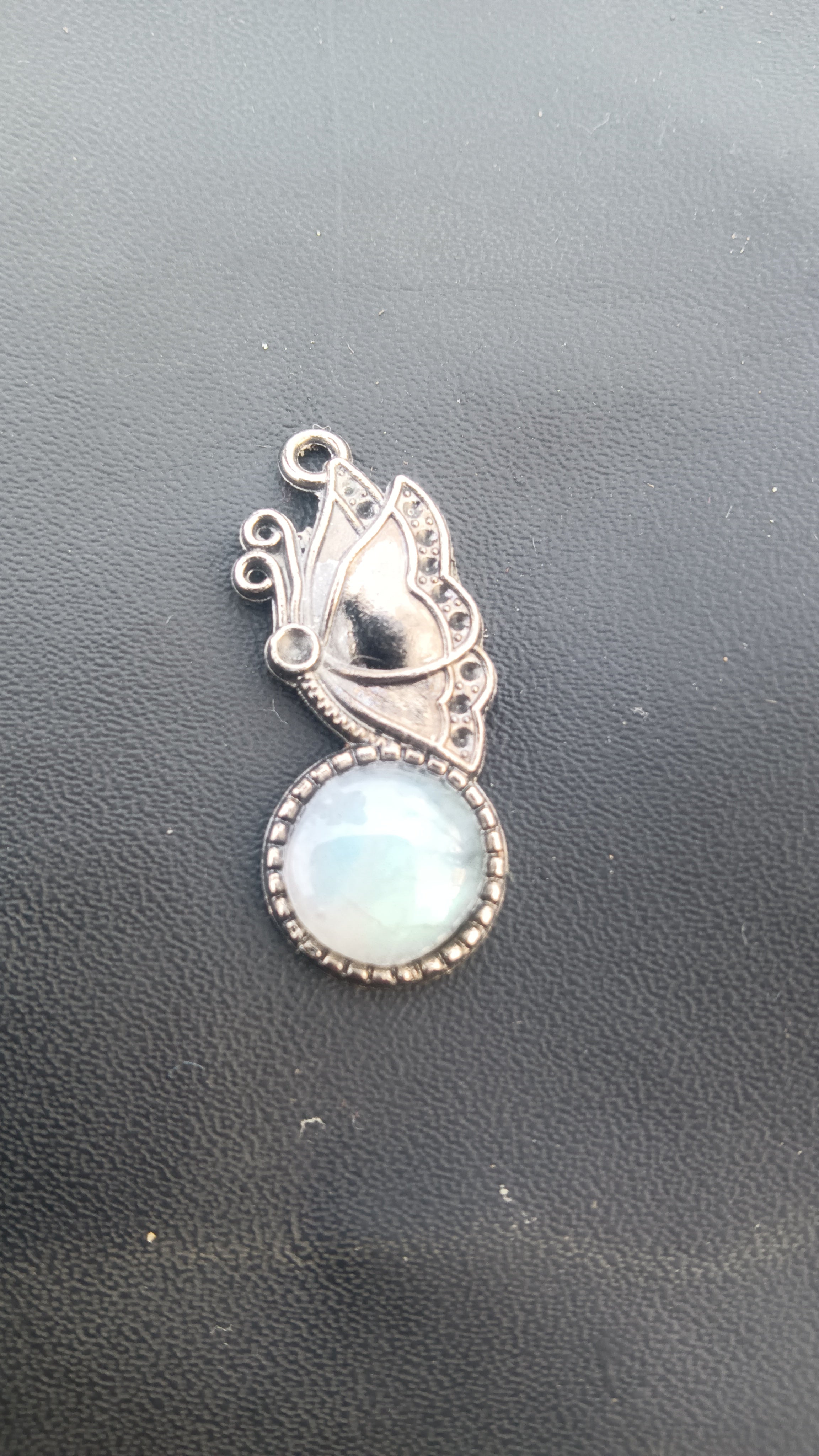 Dainty blue flash labradorite butterfly pendant - delicate handcrafted gemstone jewelry