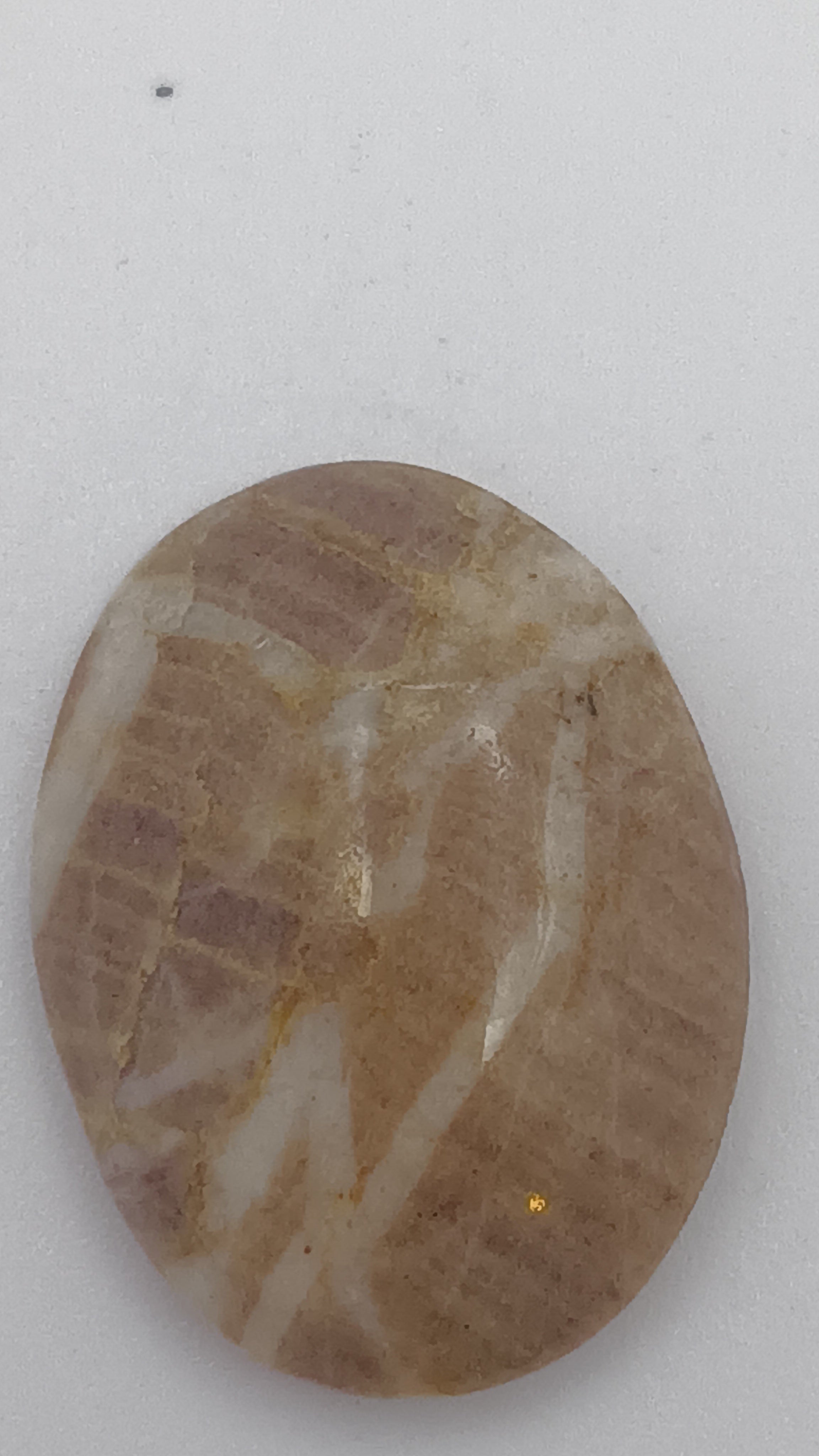 Tan woodgrain iron stone oval with quartz 16mm loose cabochon by Jones Stones USA