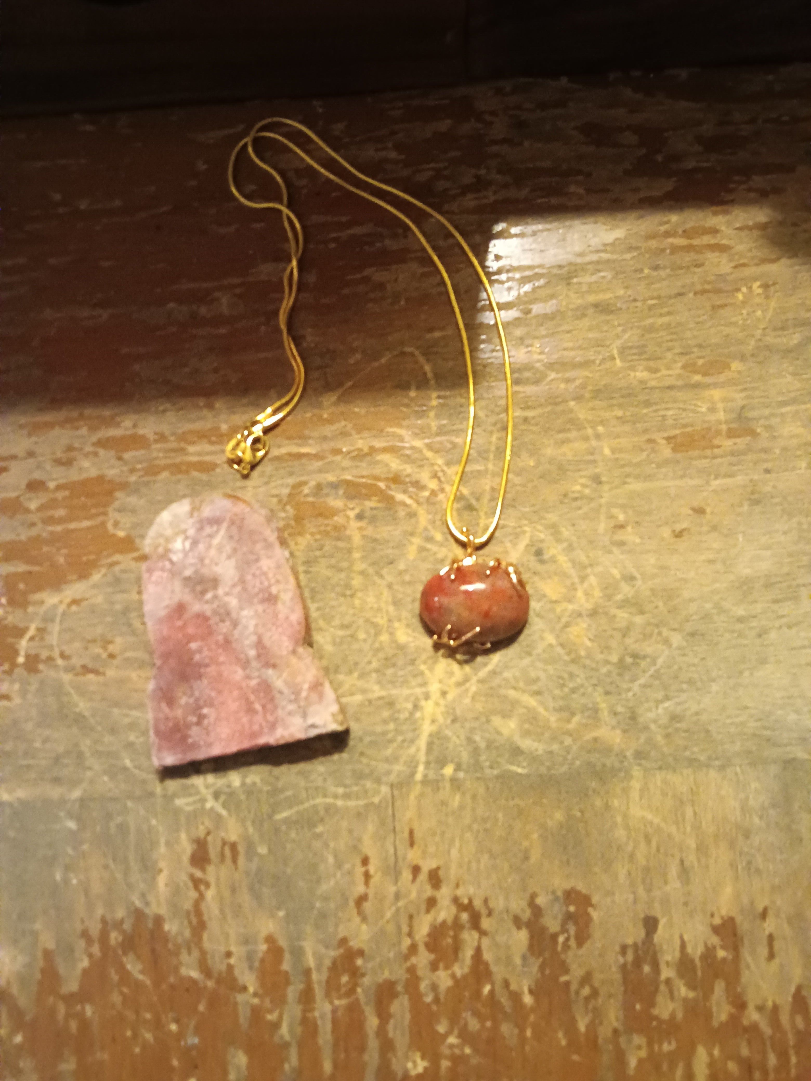 Pumpkin Jasper Gold Wire Wrap Freeform — Yakima River Canyon — The Pumpkin