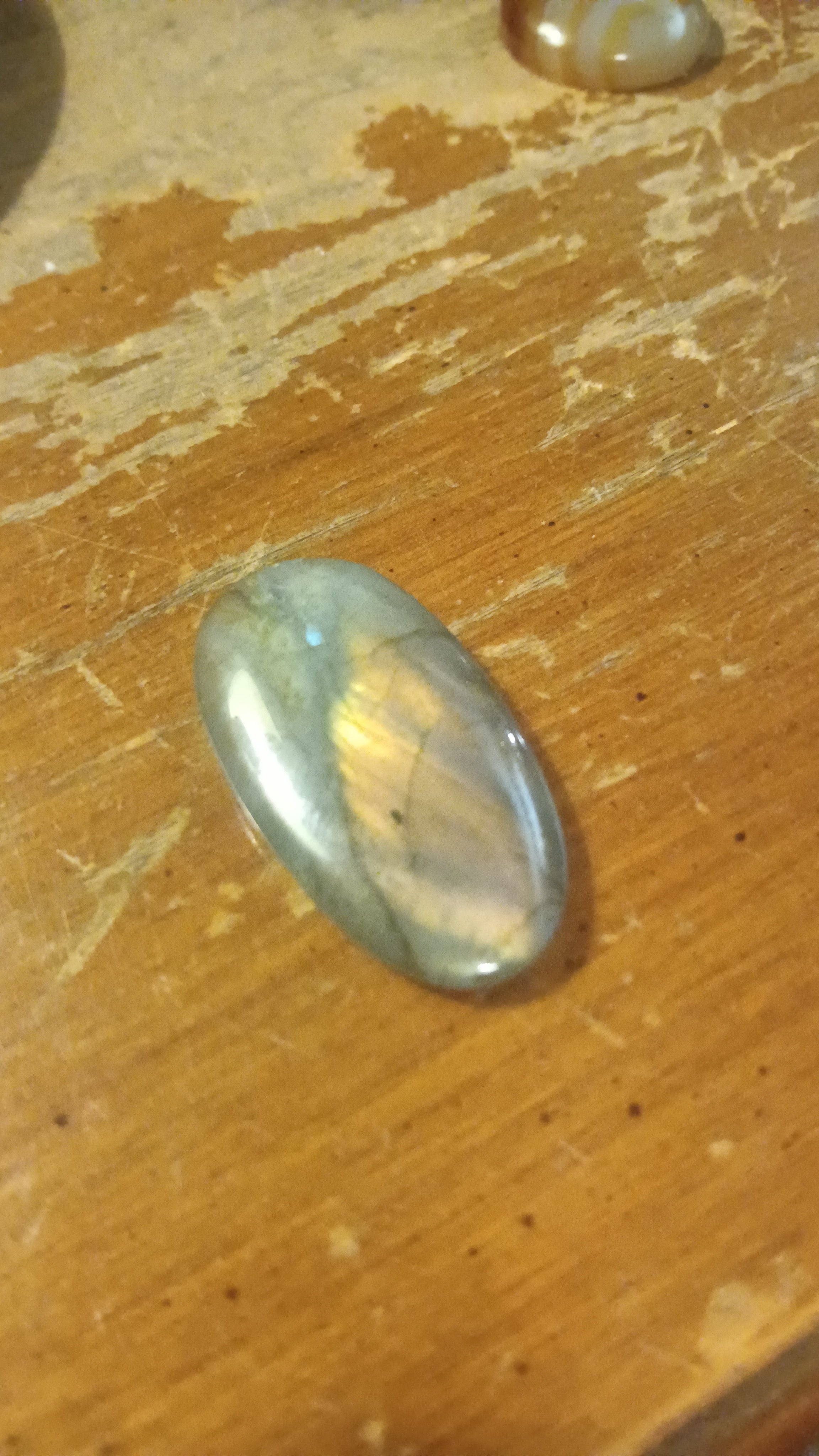 Full flash orange yellow labradorite 30x16mm loose cabochon by Jones Stones USA
